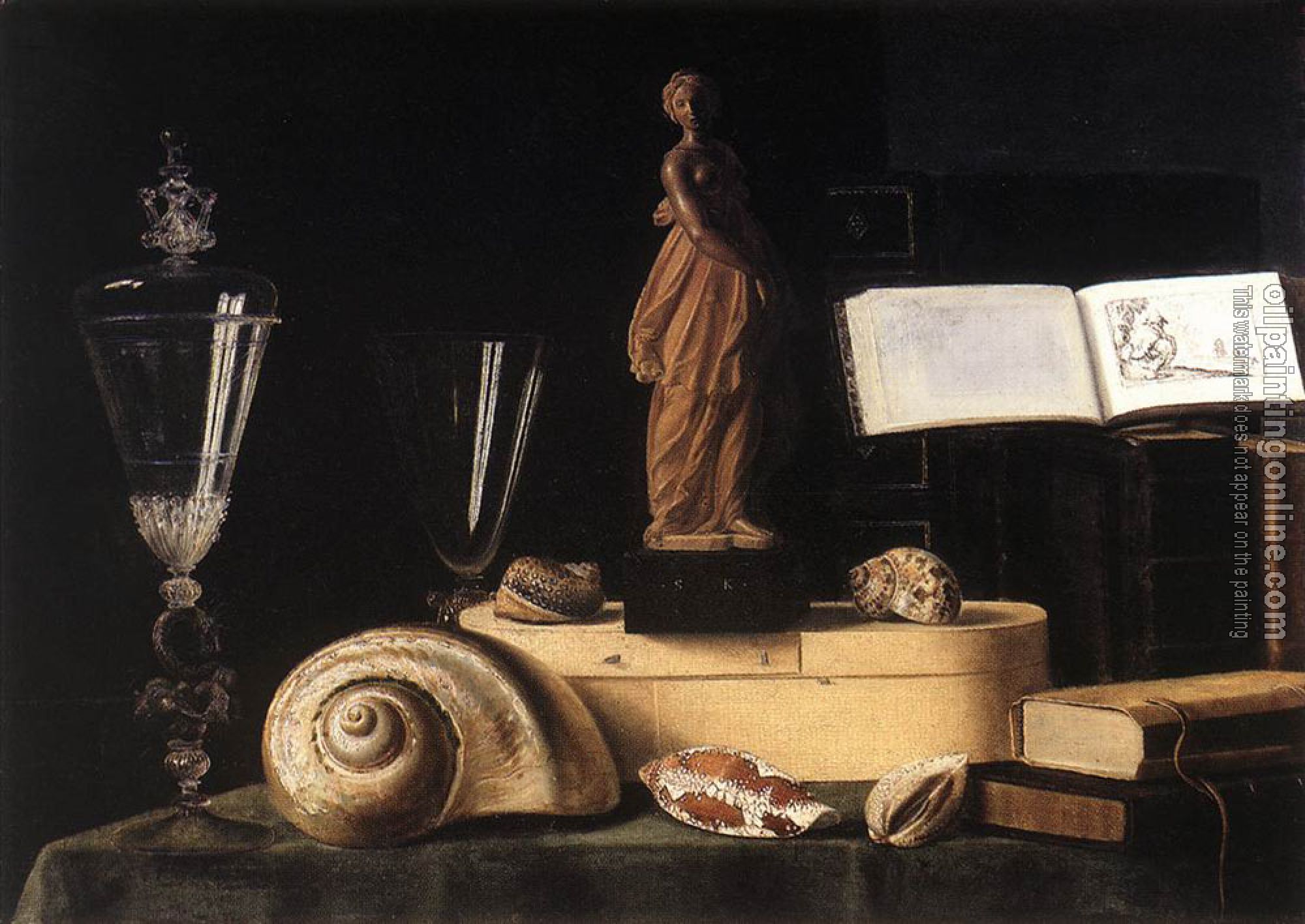 Sebastien Stoskopff - Still Life With Statuette And Shells